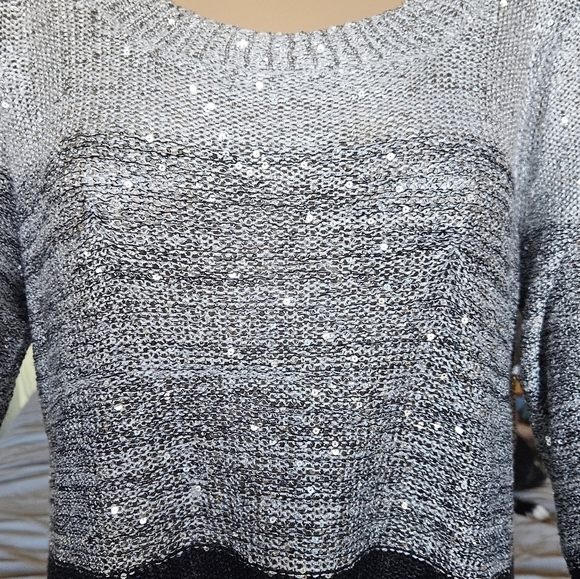 Belldini Scoop Neck Block Color Sparkly Sweater - Picture 5 of 13